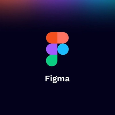 Figma Logo with Colorful Geometric Shapes on Gradient Background