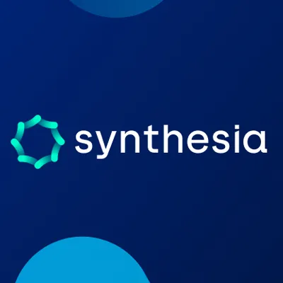 Synthesia Logo on a Blue Gradient Background