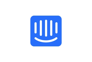 Intercom Logo with Stylized White Smiley Face on Blue Square Background