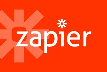 Zapier Logo with Graphic Icon on Red Background