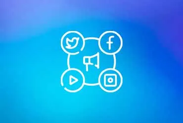 Social Media Platform Icons Connected on Blue Gradient Background