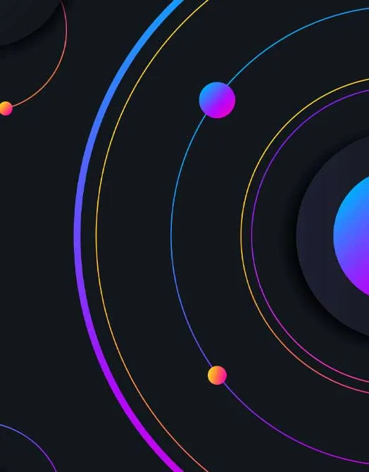 Abstract Cosmic Background with Colorful Orbits and Spheres