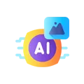 AI-powered image recognition icon with mountain picture symbol