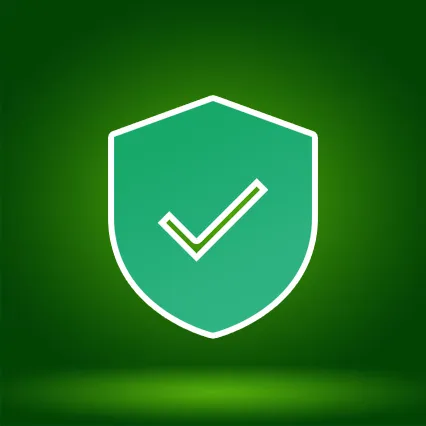 Security Verification Checkmark Shield Icon on Green Background