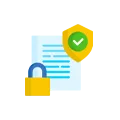 Secure Document Icon with Check Mark and Padlock