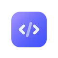 Icon representing developer mode with code symbols on a blue gradient background