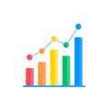 Colorful Bar Graph with Trend Line Icon on Transparent Background