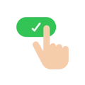 Hand Icon Tapping Green Checkmark Button