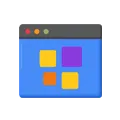 Web Browser Window Icon with Colorful Website Layout