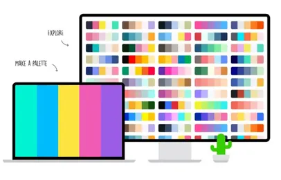 Color palette creation tool displayed on dual screens for digital design