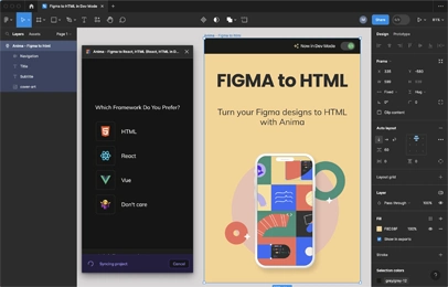 Figma Design Dashboard Interface with Active Project and Sidebar Menu