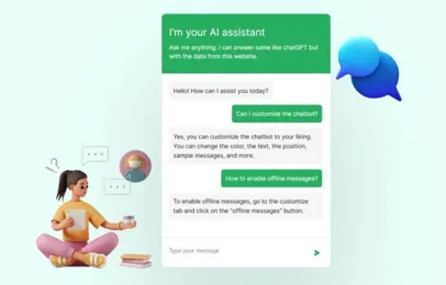 WebWhiz Interactive AI Chatbot Service Interface with Customisation Options