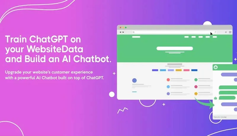 Advertisement for Training ChatGPT for AI Chatbot on Website with Illustrative Interface