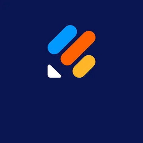 Abstract Logo with Overlapping Colored Shapes on Navy Background