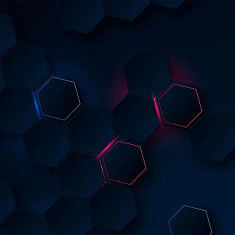 Abstract Hexagonal Pattern with Neon Edges on Dark Background