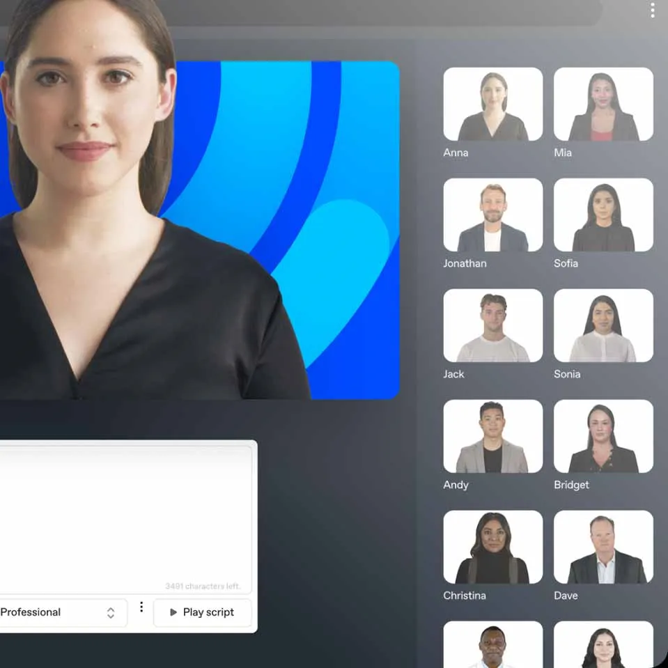 Interface of an AI Video Generation Platform with Selection of Presenters