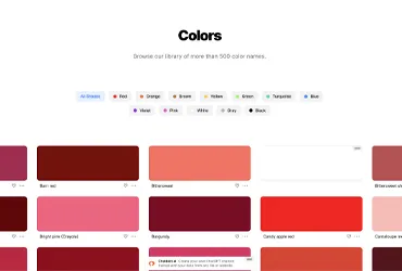 Coolors Color Library Interface with Shades of Red Display