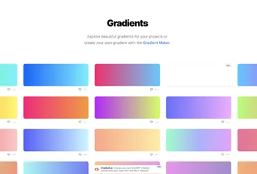 Coolors Gradient Selection Interface Displaying a Variety of Color Gradients