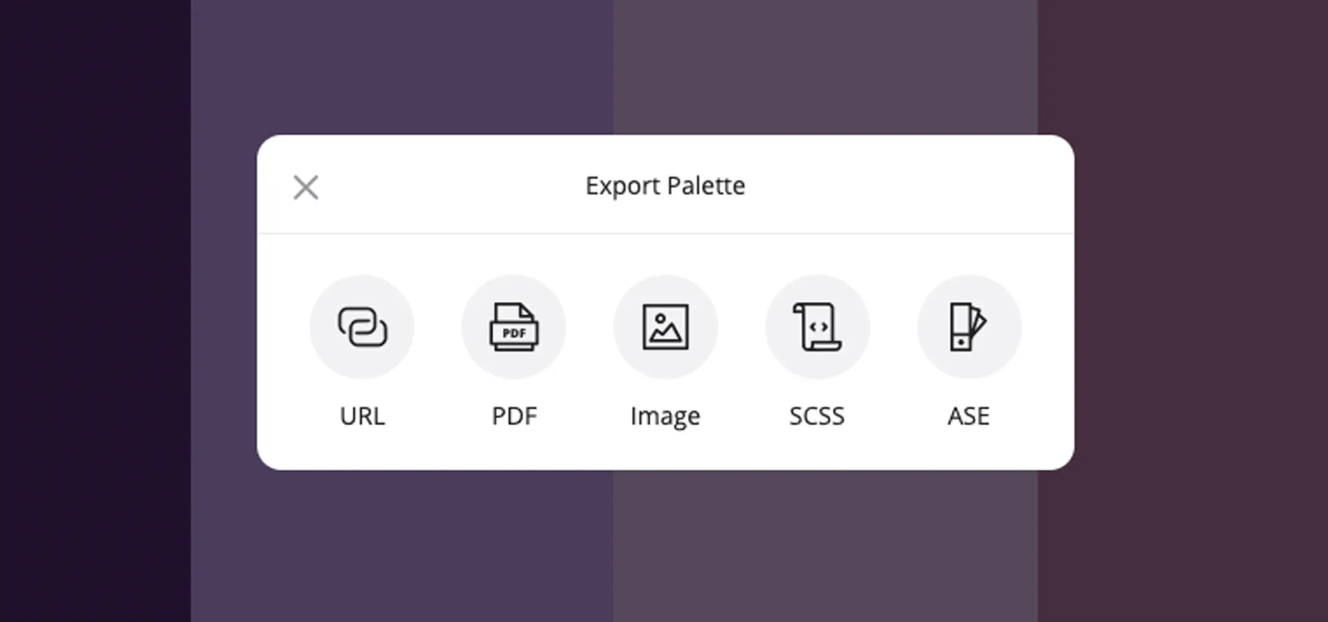 Coolors Export Options Panel for Color Palettes