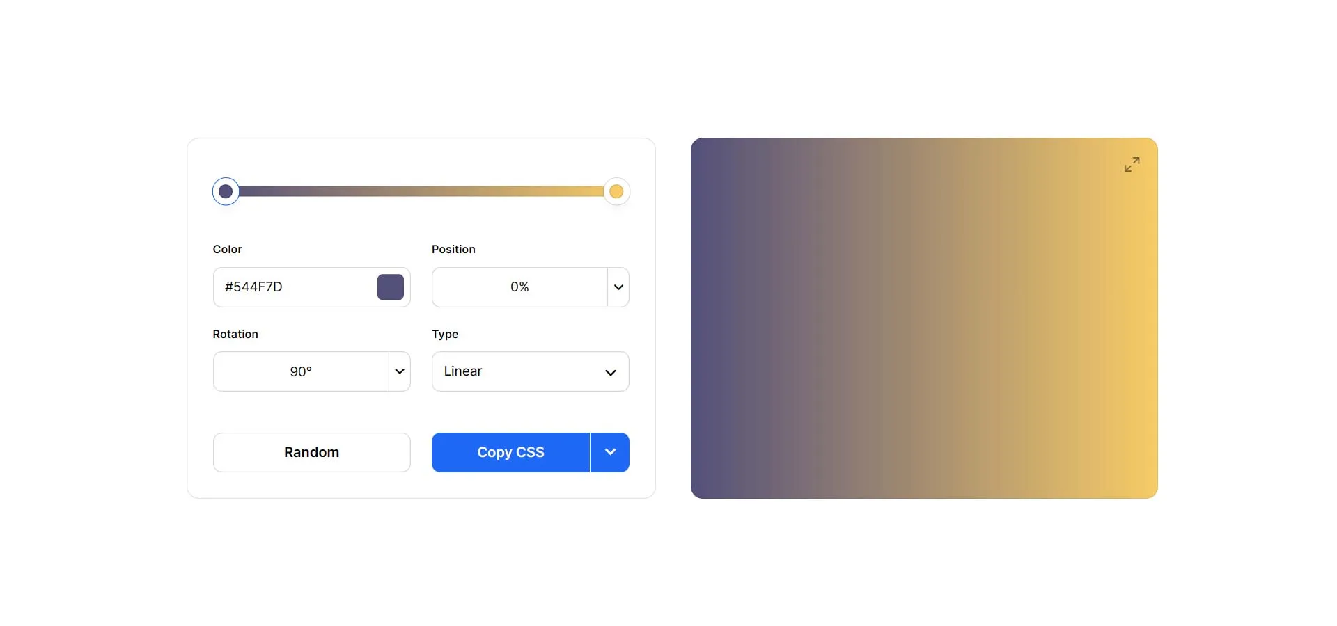 Coolors Gradient Generator Interface with Colour Adjustment Tools