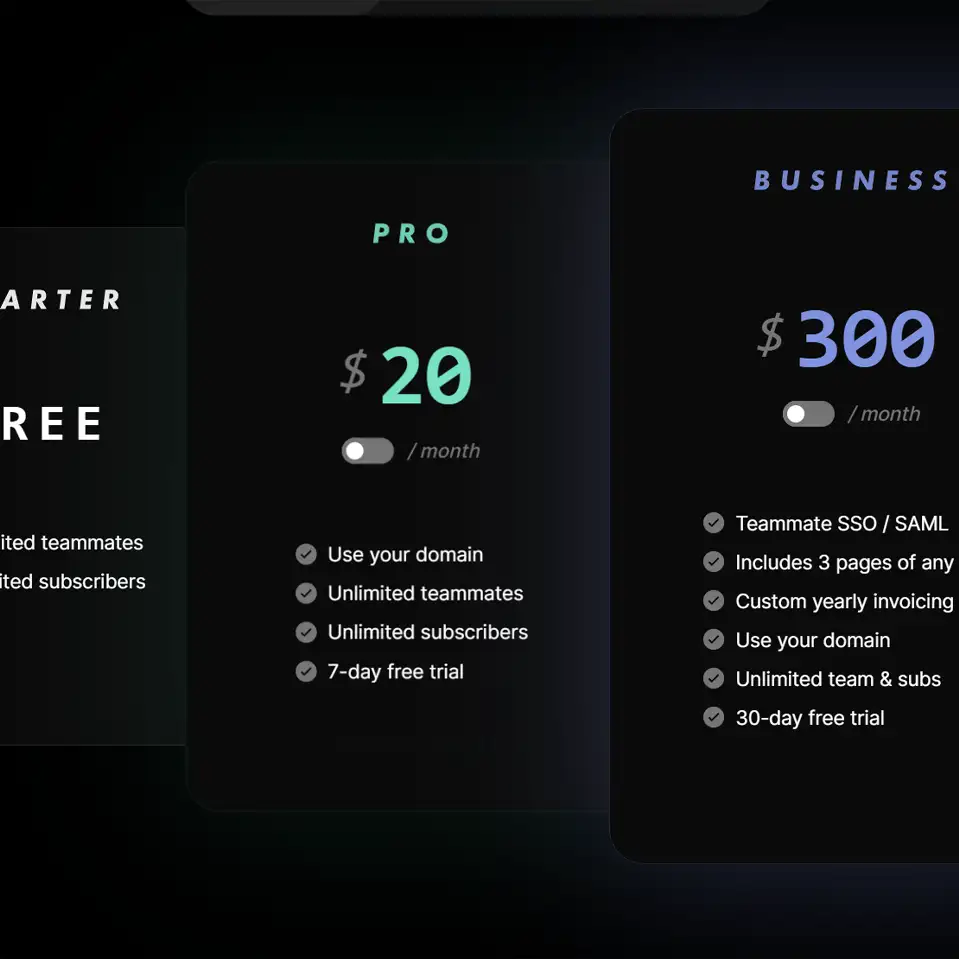 Pricing Plans for Instatus: Free, Pro, and Business Tiers with Features and Monthly Costs