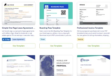 Jotform PDF Templates Display for Lease Agreements, Boarding Passes, and Invoices