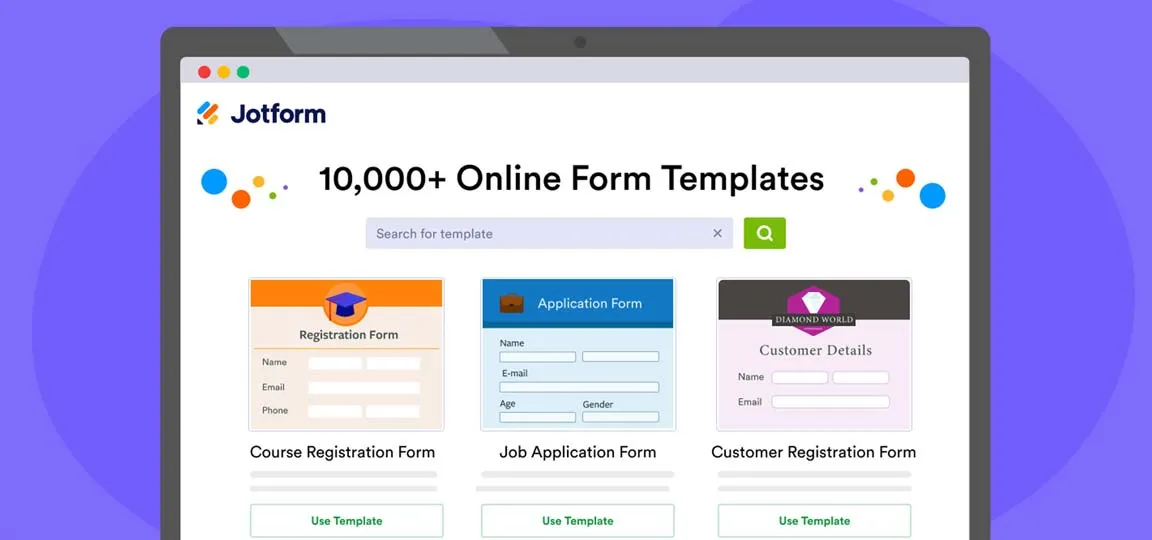 Jotform Online Form Templates Display on Laptop Screen