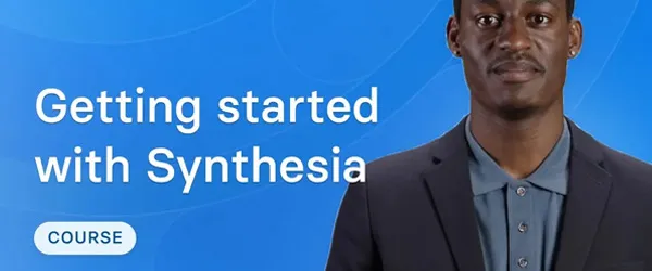 Synthesia Introduction Course Banner Featuring AI Avatar