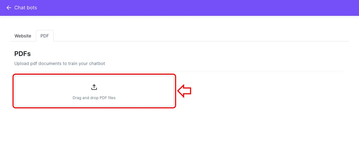 WebWhiz PDF Upload Interface for Chatbot Training
